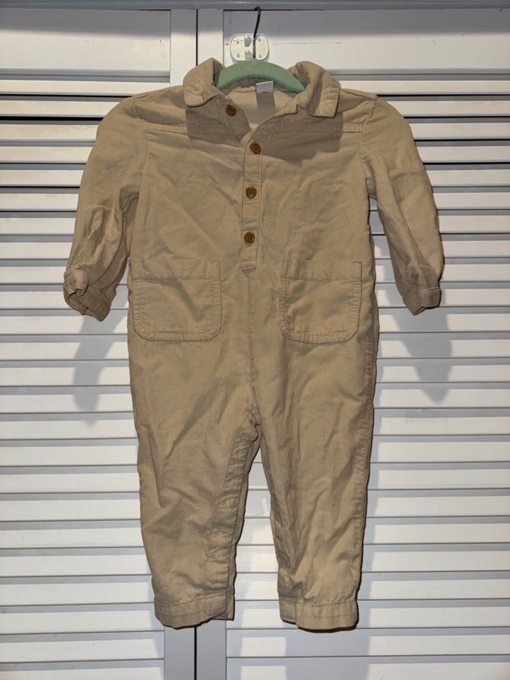 Old Navy Beige Corduroy Button-Up Jumpsuit